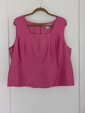 Shomi By Miller Shor Women Sz18 100% Silk Pink Sleeveless Blouse 90s Minimalist